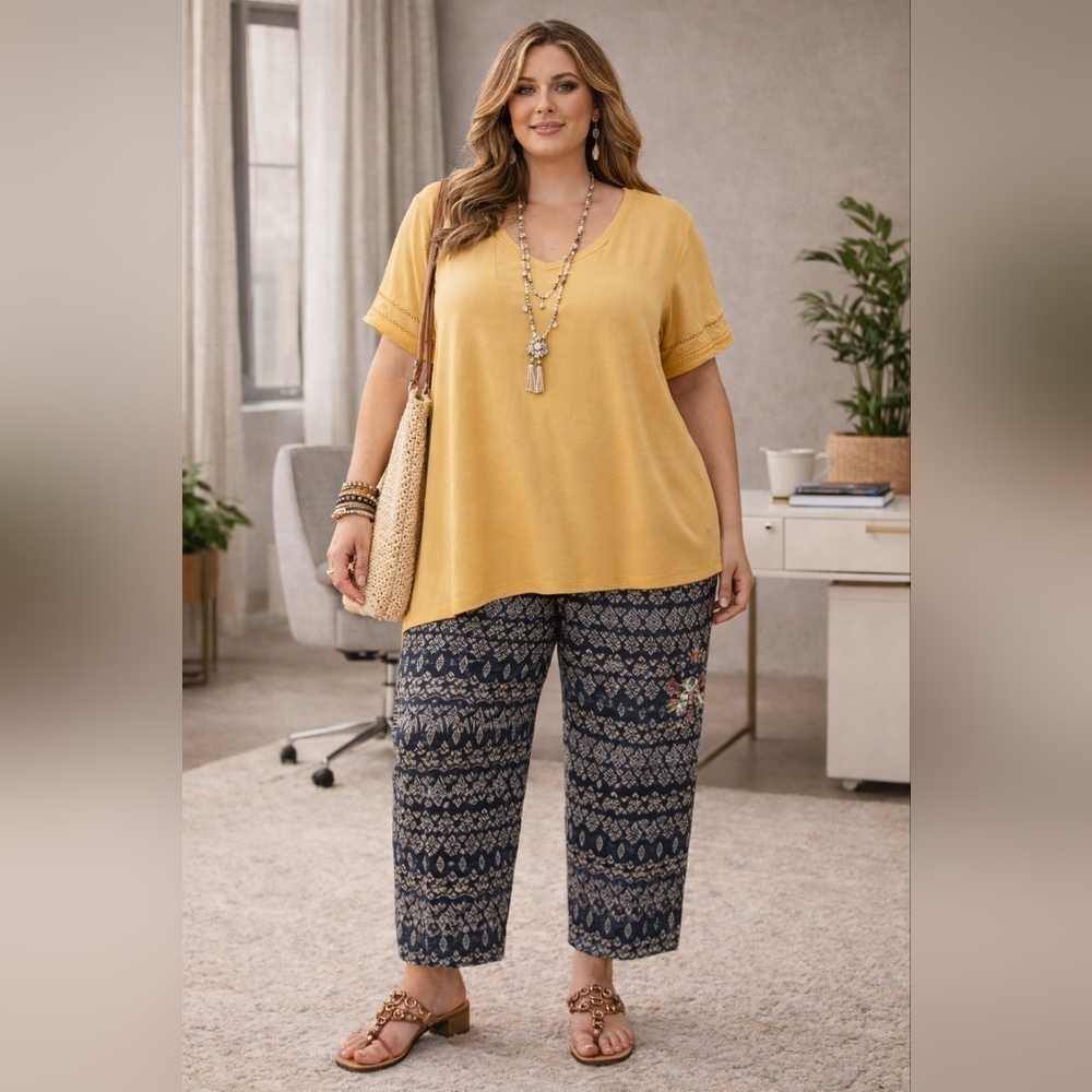 Cato Mustard Yellow Short Sleeve Tunic Top